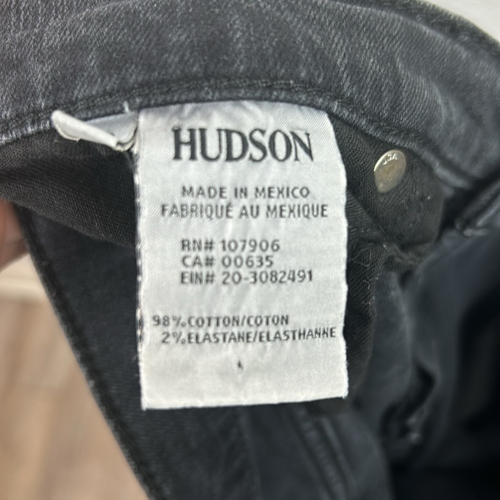 Hudson Luxe Crop Riley Relaxed color virt Straight Black Jeans 29 - Picture 8 of 9